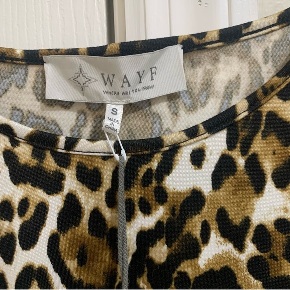 WAYF Cropped Animal Print Long Sleeve Top Size Small NWT - Picture 6 of 9
